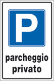 Cartello alluminio cm 30x20 p parcheggio privato