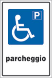 Cartello alluminio cm 30x20 p parcheggio disabili