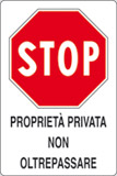 Cartello alluminio cm 45x30 proprieta privata non oltrepassare