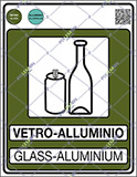 Cartello adesivo cm 30x20 vetro-alluminio glass-aluminium gestione dei rifiuti - norma uni 11686