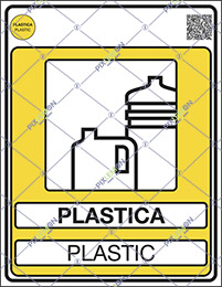 Cartello adesivo cm 30x20 plastica plastic gestione dei rifiuti - norma uni 11686