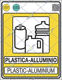 Cartello adesivo cm 30x20 plastica-alluminio plastic-aluminium gestione dei rifiuti - norma uni 11686