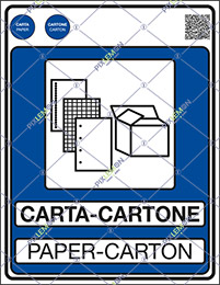 Cartello adesivo cm 30x20 carta-cartone paper-carton gestione dei rifiuti - norma uni 11686