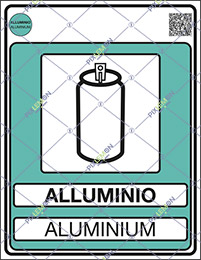 Cartello adesivo cm 30x20 alluminio aluminium gestione dei rifiuti - norma uni 11686