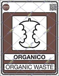 Cartello adesivo cm 30x20 organico organic waste gestione dei rifiuti - norma uni 11686