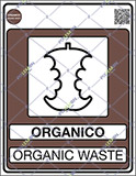 Cartello adesivo cm 30x20 organico organic waste gestione dei rifiuti - norma uni 11686