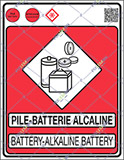 Cartello adesivo cm 30x20 pile-batterie alcaline battery-alkaline battery gestione dei rifiuti 