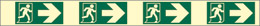 Cartello adesivo luminescente cm 98x4,8 verde indicazione di direzione delle uscite di emergenza 