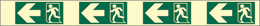 Cartello adesivo luminescente cm 98x4,8 verde indicazione di direzione delle uscite di emergenza 