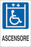 Cartello adesivo cm 18x12 ascensore disabili