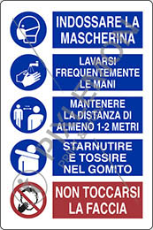 Cartello polionda cm 60x40 indossare la mascherina - lavarsi frequentemente  