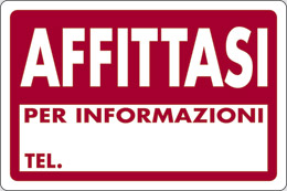 Cartello plastica cm 30x20 affittasi per informazioni tel