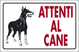 Cartello plastica cm 18x12 attenti al cane