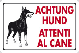 Cartello plastica cm 30x20 achtung hund attenti al cane