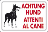 Cartello alluminio cm 30x20 achtung hund attenti al cane