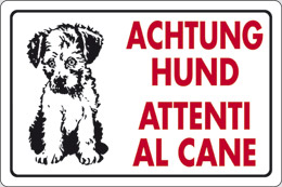 Cartello alluminio cm 18x12 achtung hund attenti al cane