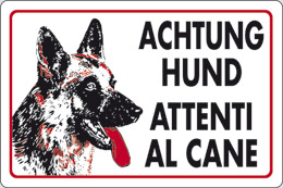 Cartello plastica cm 30x20 achtung hund attenti al cane