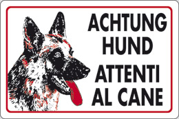 Cartello alluminio cm 18x12 achtung hund attenti al cane