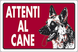 Cartello alluminio cm 18x12 attenti al cane