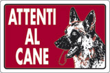 Cartello alluminio cm 18x12 attenti al cane