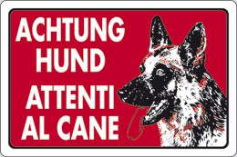 Cartello plastica cm 30x20 achtung hund attenti al cane
