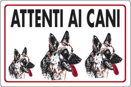 Cartello plastica cm 30x20 attenti ai cani