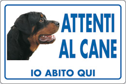 Cartello alluminio cm 30x20 attenti al cane io abito qui