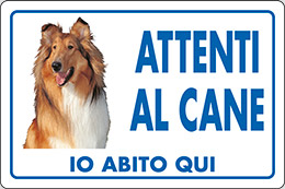 Cartello alluminio cm 30x20 attenti al cane io abito qui