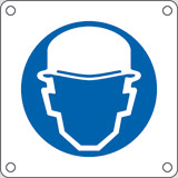 Cartello alluminio cm 8x8 è obbligatorio il casco di protezione