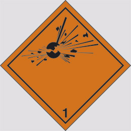 Cartello adesivo cm 10x10 pericolo della classe 1 esplosivi