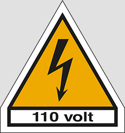 Cartello adesivo lato cm 3 -h cm 0,7 n° 12 110 volt
