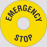 Cartello adesivo diametro cm 6 interno cm 2,25 emergency stop