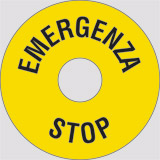 Cartello adesivo diametro cm 8 interno cm 3,05 emergenza stop