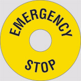 Cartello adesivo diametro cm 9 interno cm 3,05 emergency stop