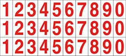 Cartello adesivo cm 1,6x2,4 n 30 numerazione progressiva da 0 a 9 fondo bianco numero rosso
