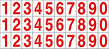 Cartello adesivo cm 1,6x2,4 n 30 numerazione progressiva da 0 a 9 fondo bianco numero rosso
