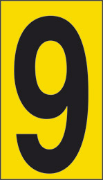 Cartello adesivo cm 12,5x7 9 fondo giallo numero nero