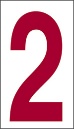 Cartello adesivo cm 6x3,4 n° 10 2 fondo bianco numero rosso