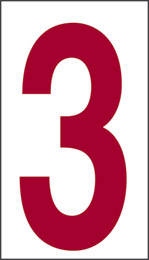 Cartello adesivo cm 3,4x2,4 n° 30 3 fondo bianco numero rosso