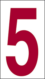 Cartello adesivo cm 10x5,6 5 fondo bianco numero rosso