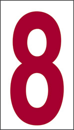 Cartello adesivo cm 10x5,6 8 fondo bianco numero rosso