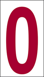 Cartello adesivo cm 10x5,6 0 fondo bianco numero rosso
