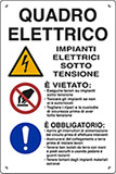 Cartello polionda cm 60x40 quadro elettrico impianti elettrici sotto tensione