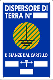 Cartello polionda cm 60x40 dispersore di terra n° distanze dal cartello m