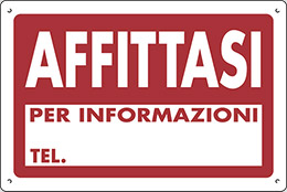 Cartello polionda cm 80x60 affittasi per informazioni tel