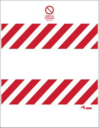 Cartello polionda cm 180x98 recinplast con divieto di affissione e fasce bianco-rosse