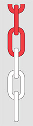 Catena bianco/rossa diametro mm 8 in moplen mm 8x30x50 - articolo 105 confezione da 25 metri