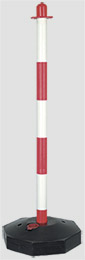 Paletto parapedonale in pvc bianco/rosso dimensioni: diametro mm 40, h cm 90 completo di cappuccio e base plastica 