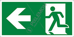 Cartello plastica cm 25x12,5 uscita di emergenza a sinistra - emergency exit left hand