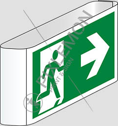 Cartello alluminio cm 25x12,5 bifacciale a bandiera uscita di emergenza - emergency exit